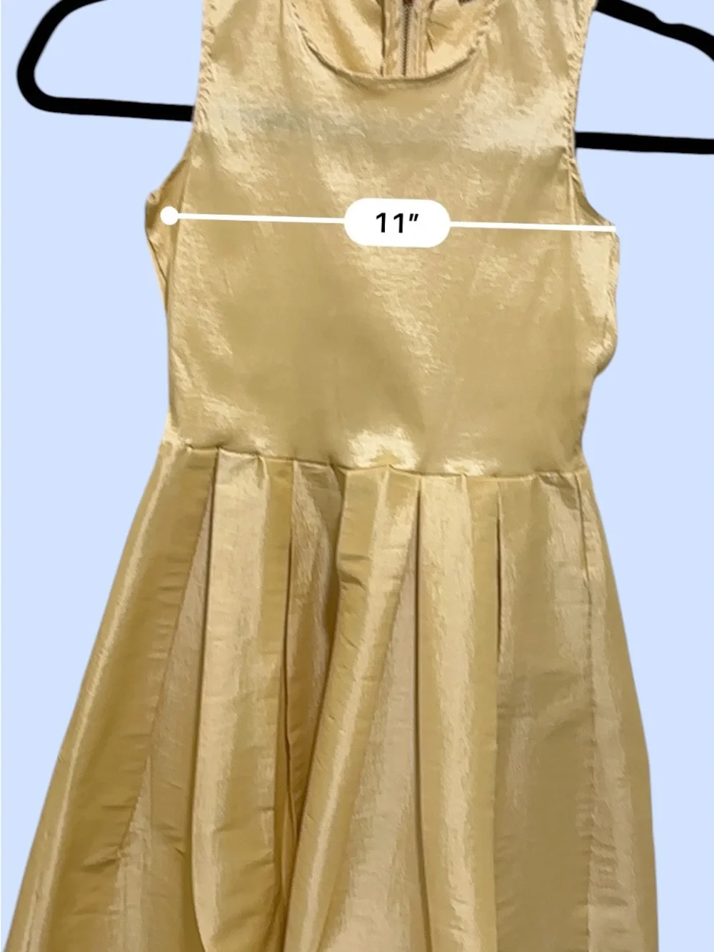 Metallic Gold Girls' Party Dress - Sleeveless Pleated Skirt Size L